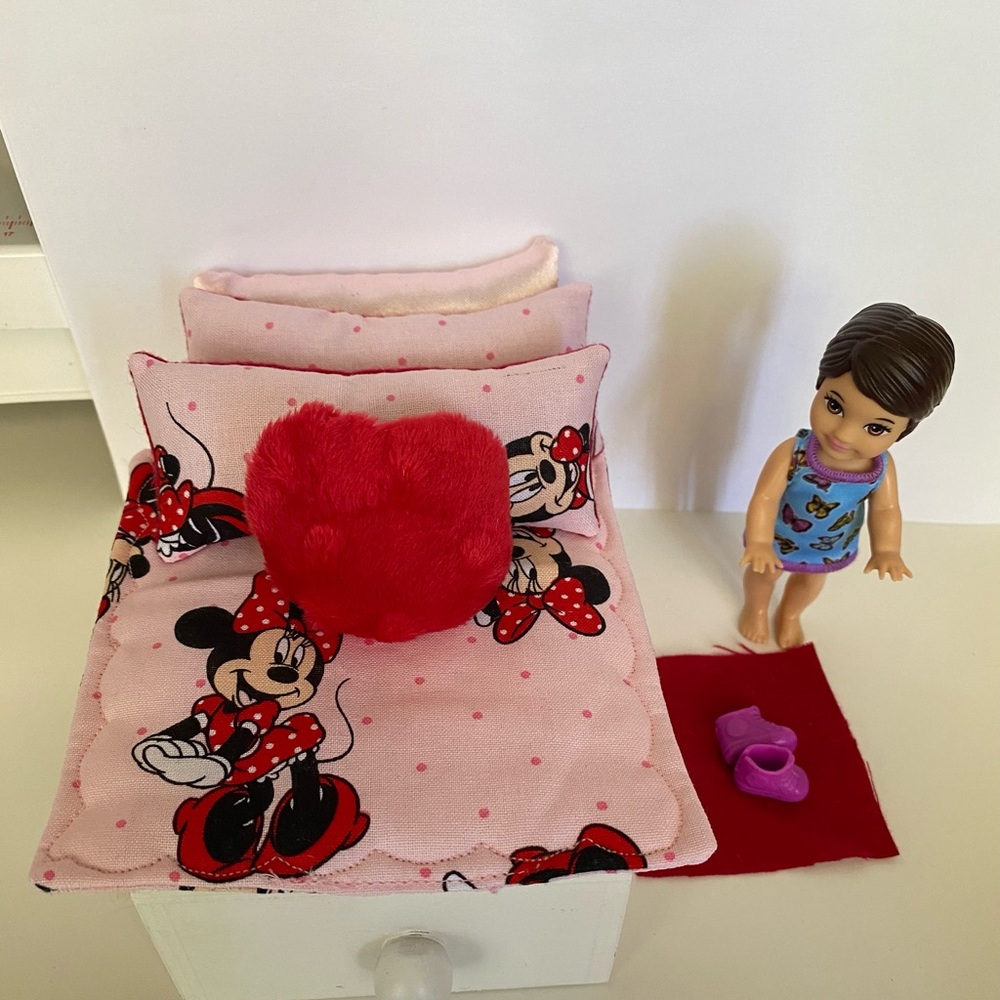 Handmade Barbie Skipper 4” Inch Doll Bedding Bundle Set